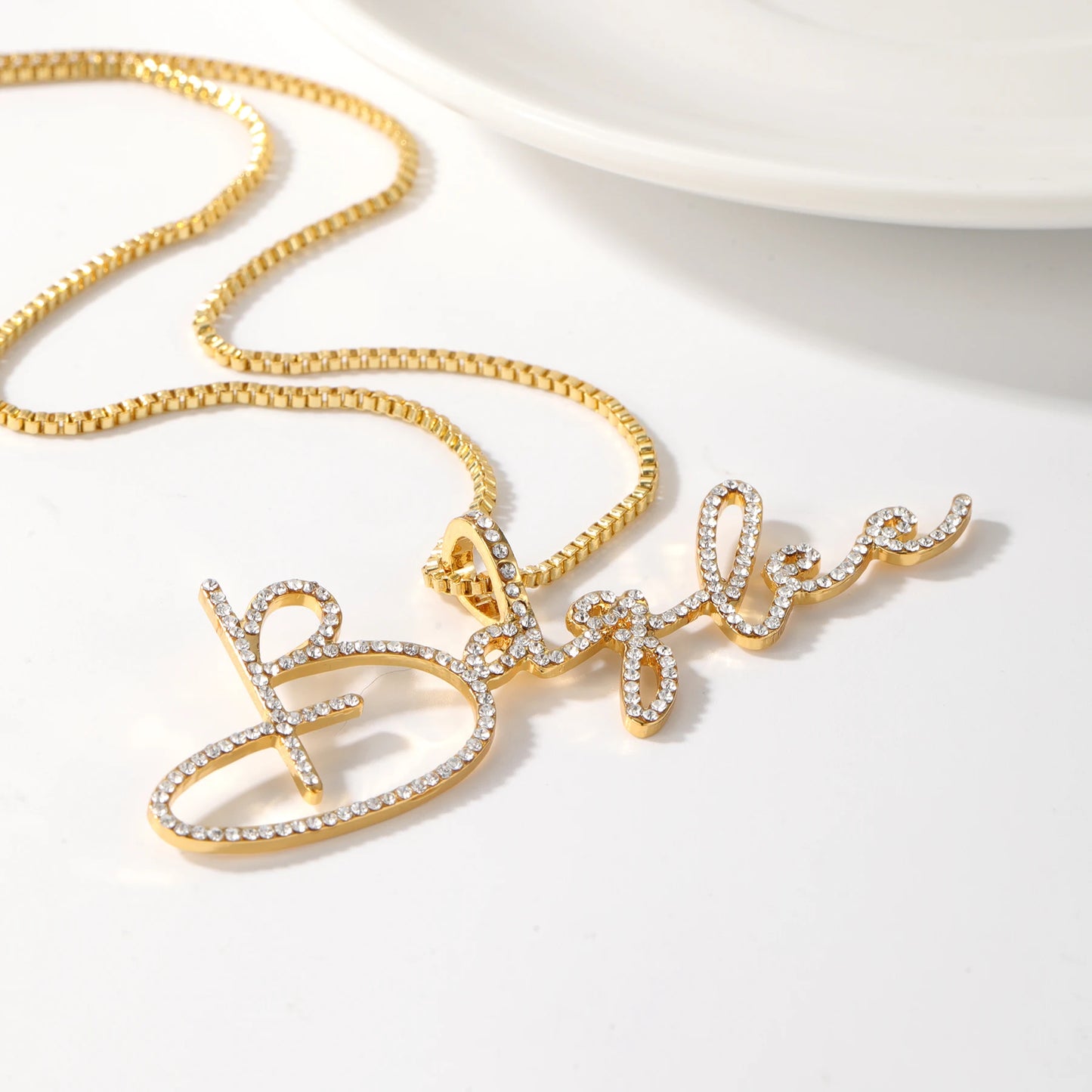 Crystal Diamond Name Necklace