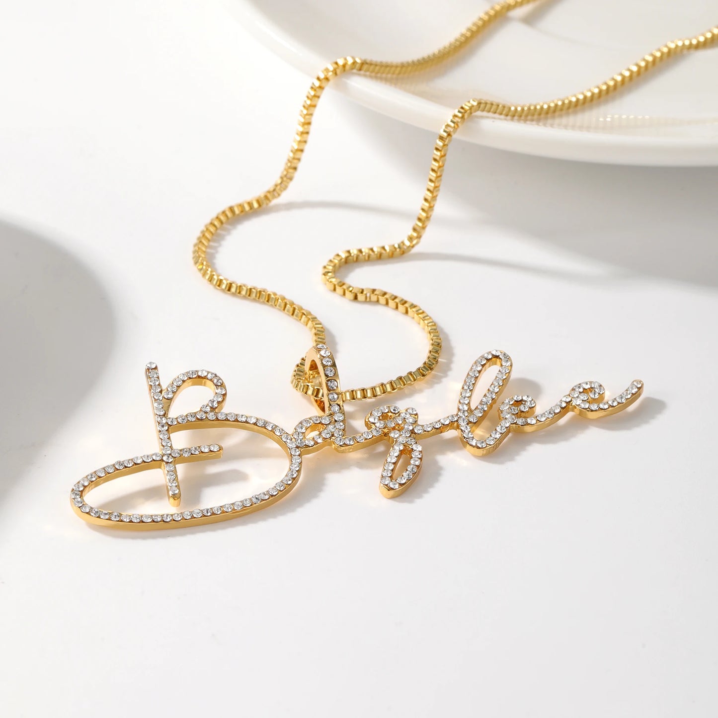 Crystal Diamond Name Necklace