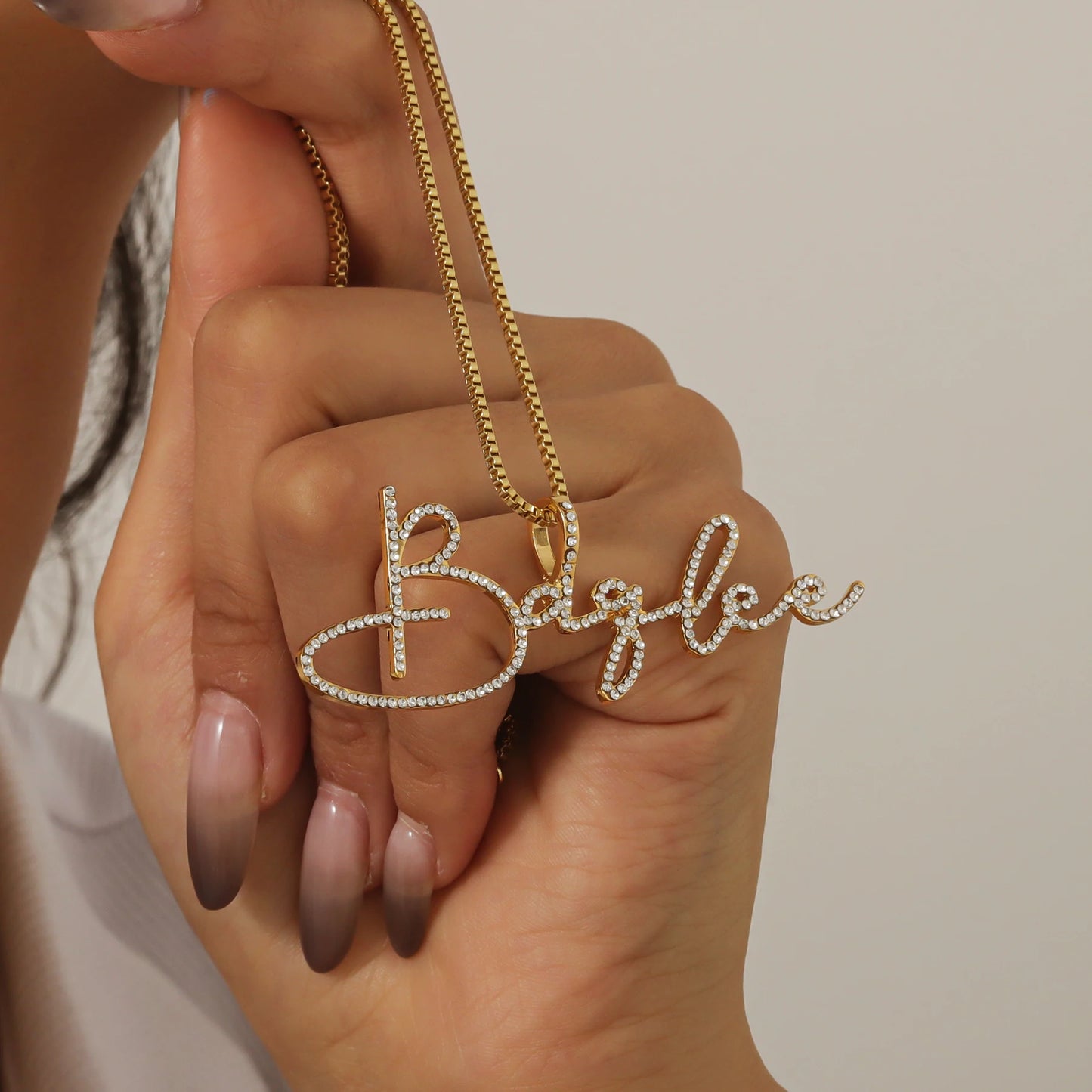 Crystal Diamond Name Necklace