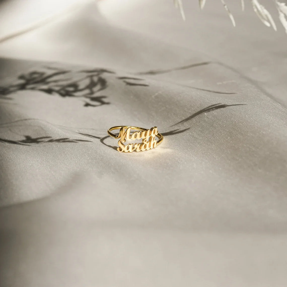 Customized Double Gold Name Rings