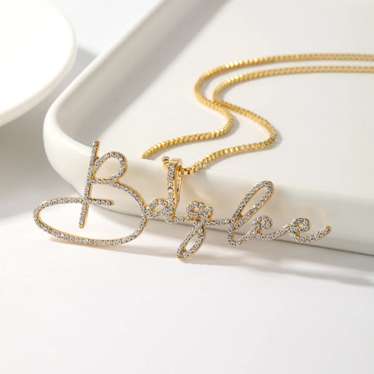 Crystal Diamond Name Necklace
