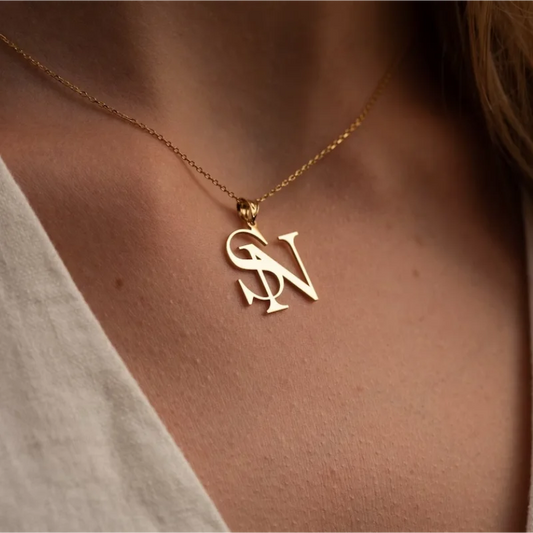 Personalized Gold Color Double Initials Necklace