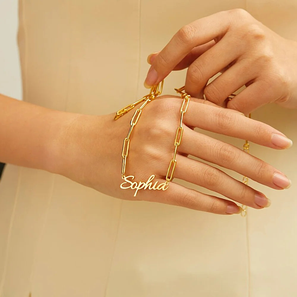 Paper Clip Customize Name Necklace