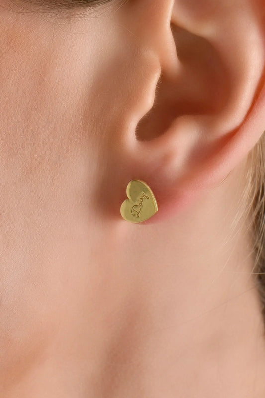 Heart Carved Name Earrings