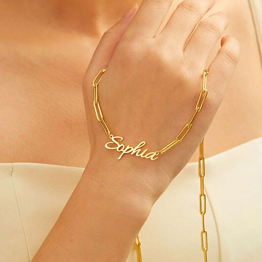 Paper Clip Customize Name Necklace