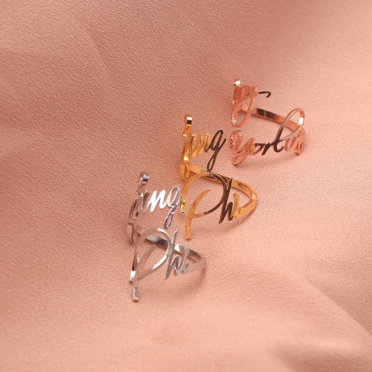 Customized  Double Gold Name Rings