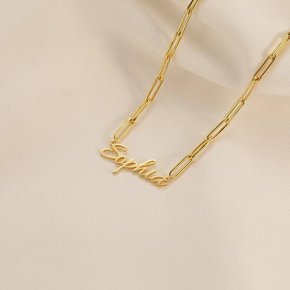Paper Clip Customize Name Necklace