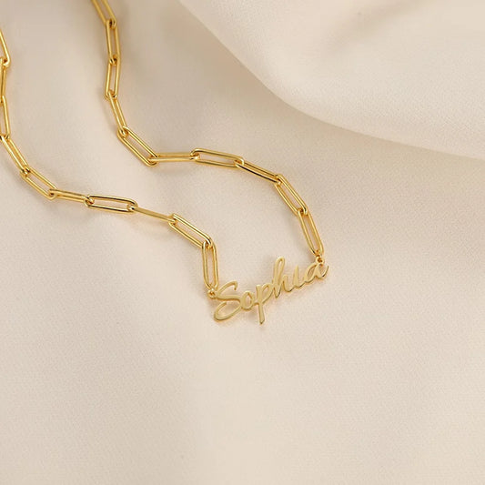 Paper Clip Customize Name Necklace