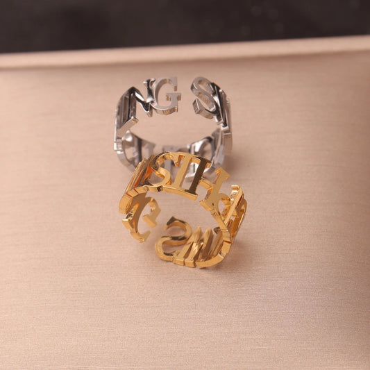 Personalized Double Name Ring